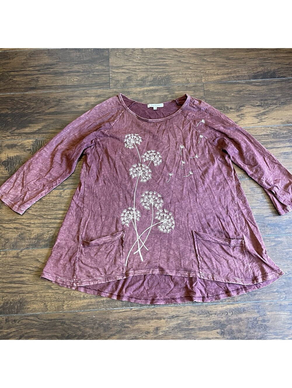 Jess & Jane Women’s Small Melissa Dandelion Washed Patch Pocket Cotton Top